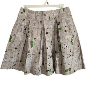 Light Academia Whimsical Nerdcore Math Novelty Handcrafted Pleated Skirt M/L